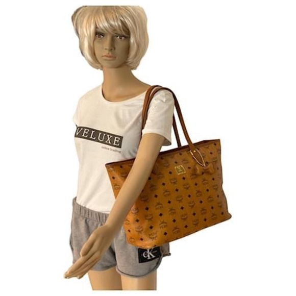 Authentic MCM VISETOS SHOPPER TOTE BAG COGNAC - Picture 4 of 13